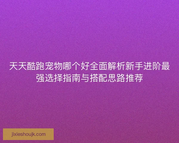 天天酷跑宠物哪个好全面解析新手进阶最强选择指南与搭配思路推荐